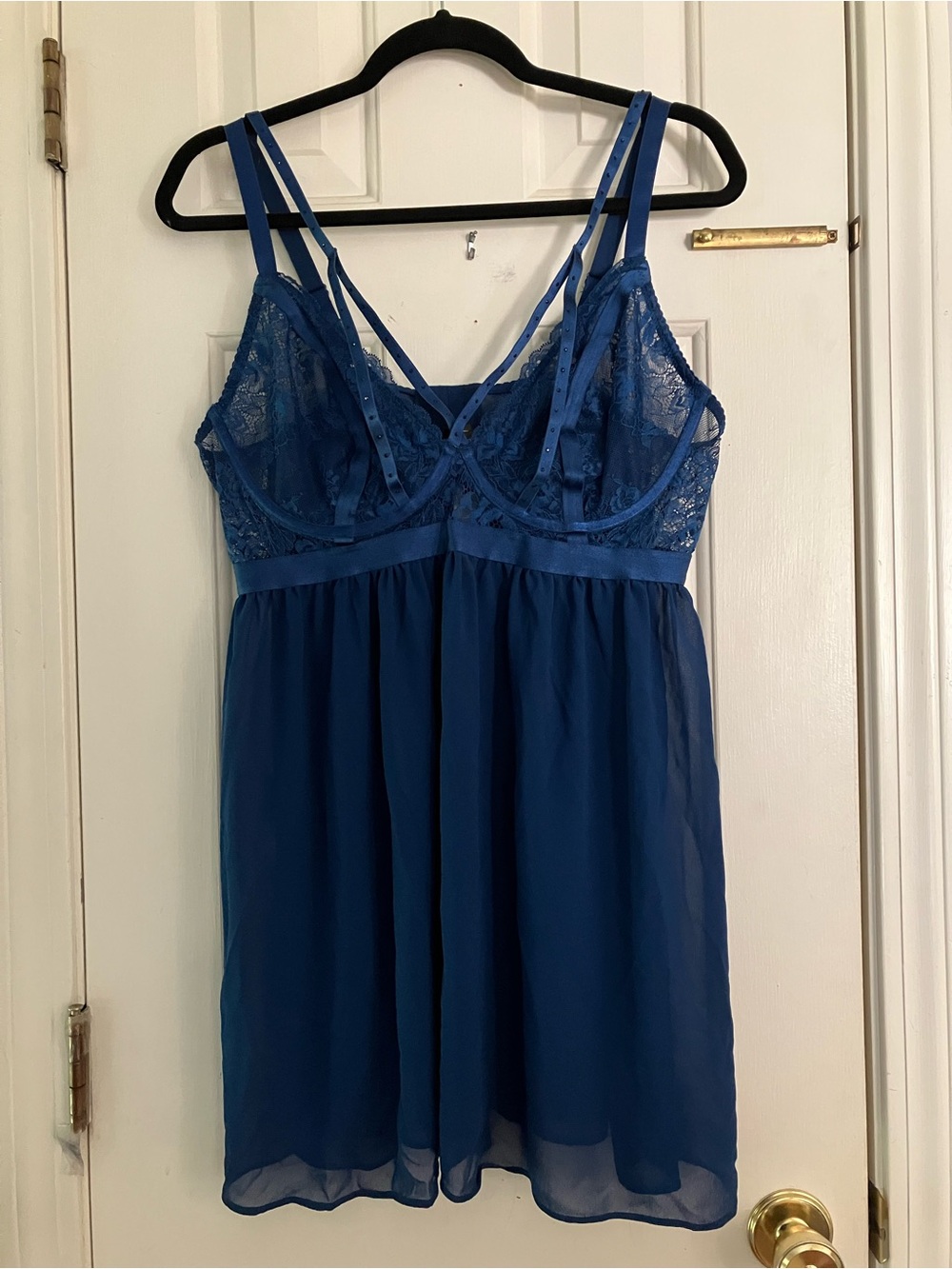 Torrid Size 1 (I4-16) Strappy Studded Lace Underwire Babydoll Estate Blue
